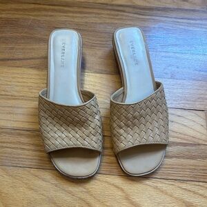 Everlane Leather Woven Slide Sandals with Heel Size 8